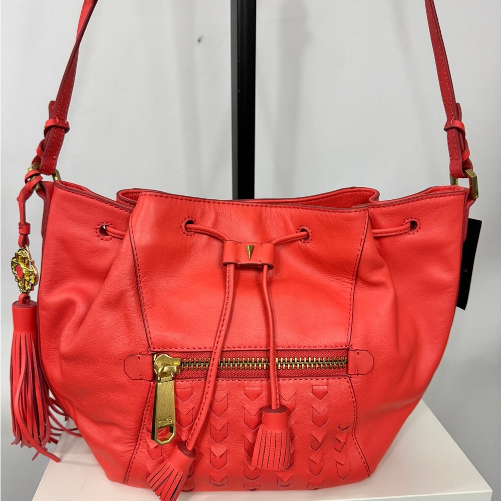 Rafe’ Orange Designer Leather Shoulder Bag NWOT